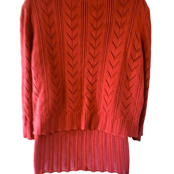 Requirements Vintage Orange Cardigan Sweater Tank Knit Set Size XL - Picture 4 of 10